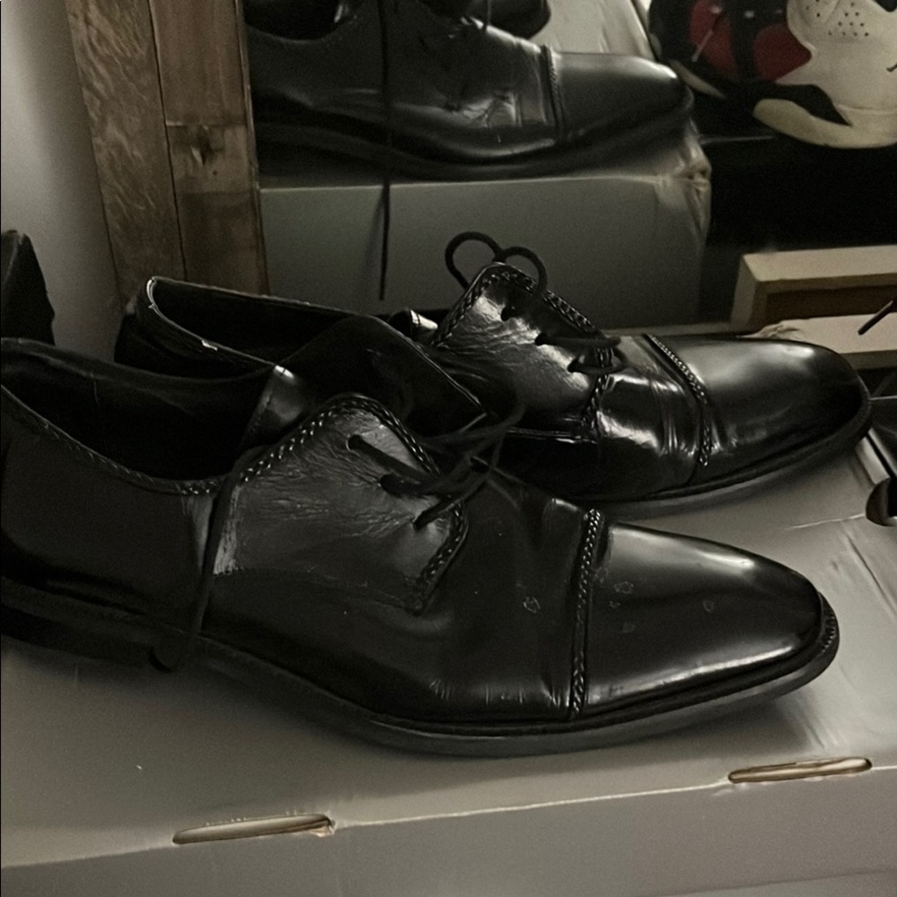 Stacy Adams Black Leather Oxford Shoes